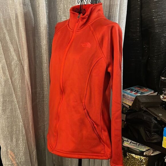 The North Face morningside orange red full zip up windfall fleece lined jacket - Picture 2 of 7